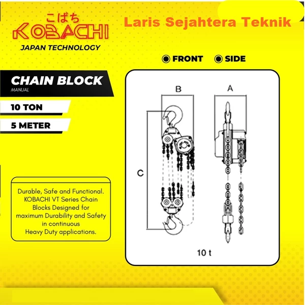 Chain Block 10 Ton x 5 Meter Kobachi Takel Katrol 10 Ton