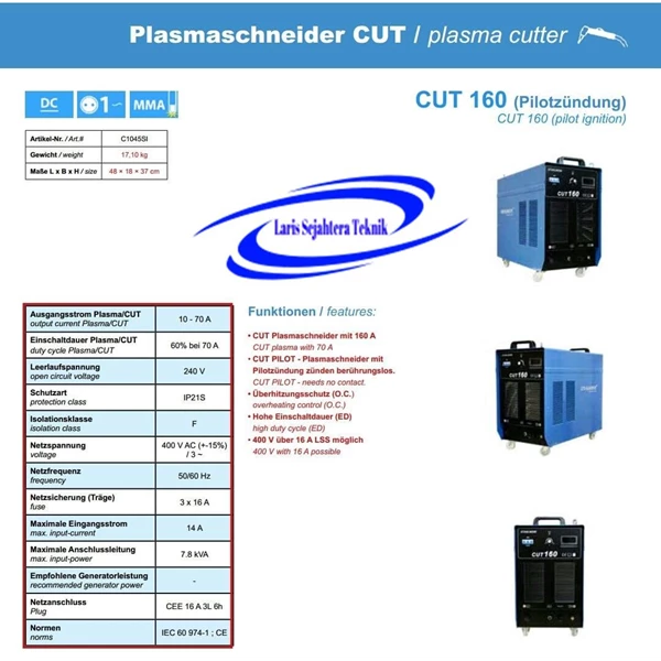 Mesin Las Plasma Cutting CUT 160 Stahlwerk Germany Teknologi