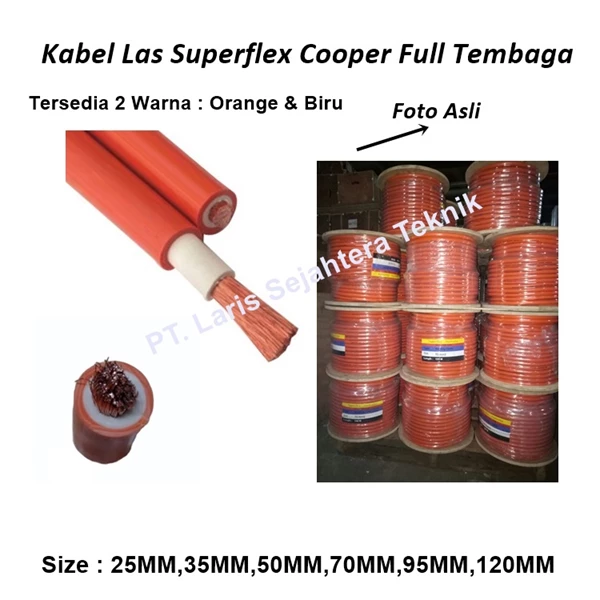 Kabel Las 50MM Superflex Warna Biru dan Orange Di Jakarta